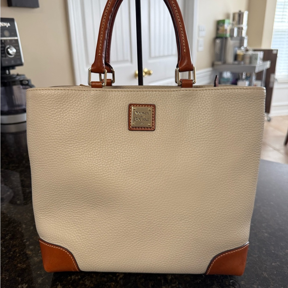 Dooney & Bourke White and Brown Leather Tote